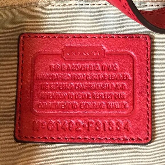 COACH Hadley Luxe Red Tumbled Leather Oversized Shoulder Bag Carry On Tote - Picture 10 of 17